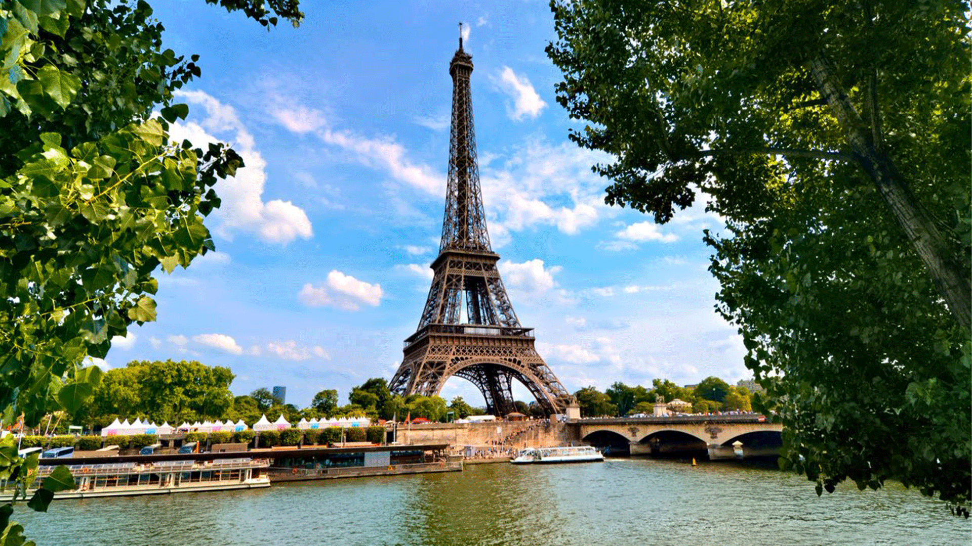 france-paris-eiffel-tower-bushes-boat