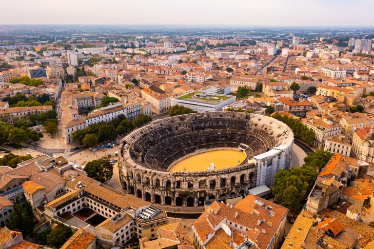 Aerial shot of Nîmes