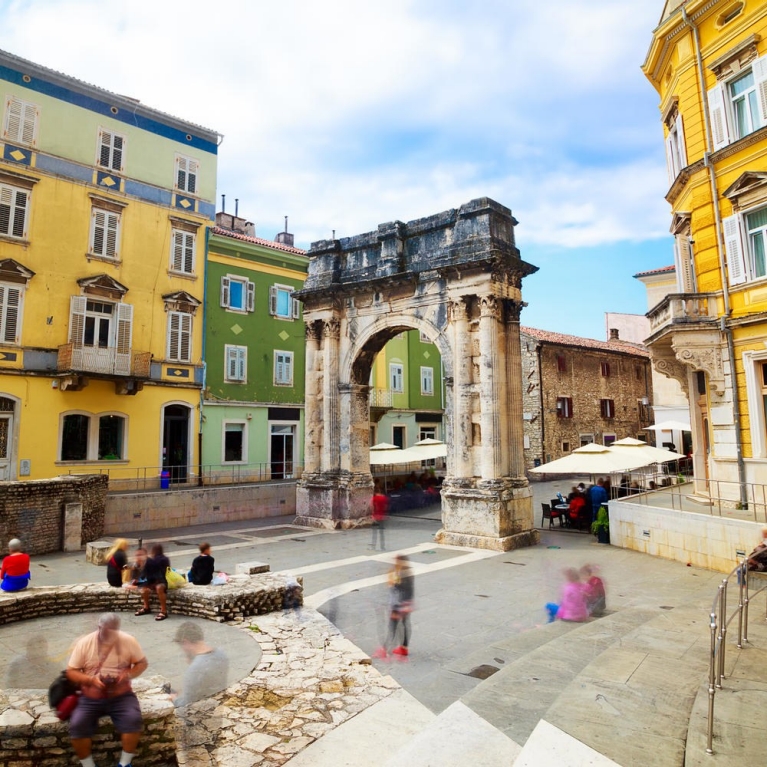 Ancient Roman Triumphal Arch in Pula, Croatia