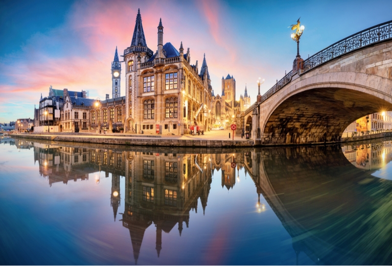 Ghent Old Town at twilight