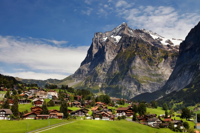 Mountain rising over the city of Interlaken