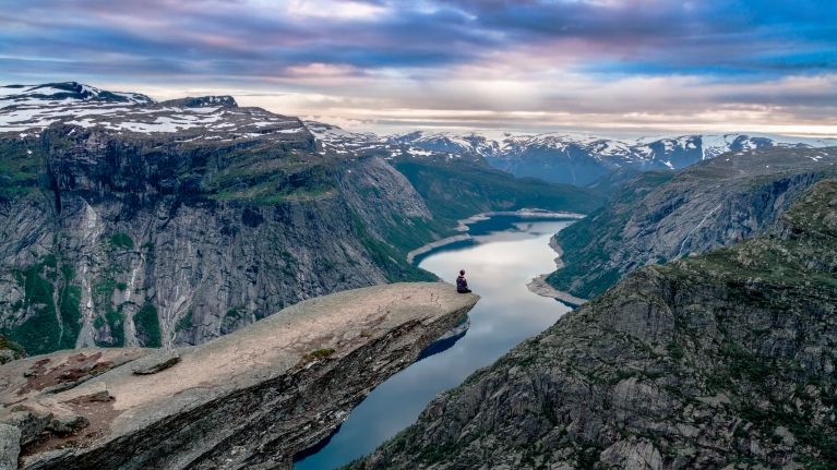 The 'Troll Tongue' rock formation in Norway