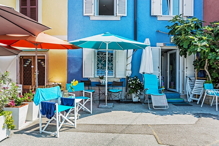 Colourful streets in Piran, Slovenia