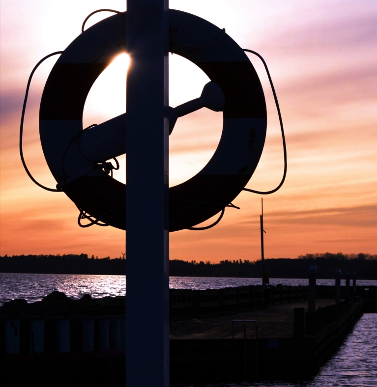 Sunset at the harbour in Rørvig, Denmark