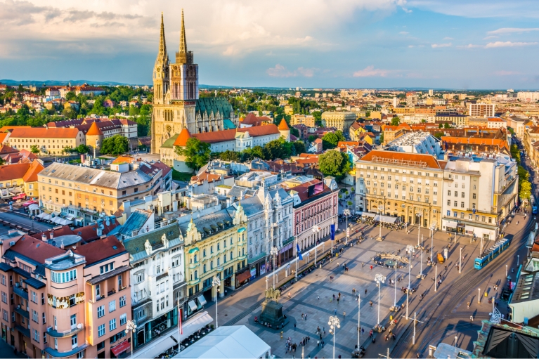 A bird's eye view of Zagreb's cityscape