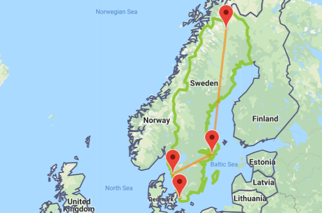 Sweden in winter map